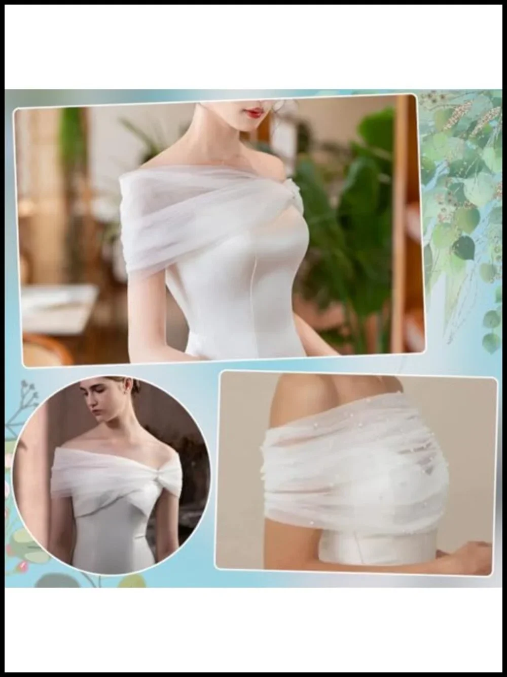 Bridal Mesh Shawl Rhinestone Wedding Shoulder Wrap Tulle Veil Prom Accessory